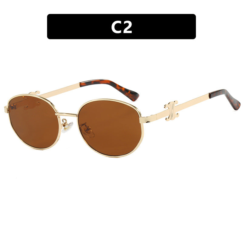 Retro oval sunglasses, new trendy personalized sunscreen and UV resistant sunglasses for women