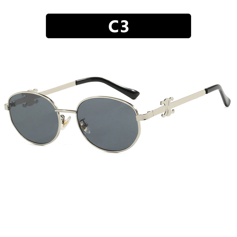 Retro oval sunglasses, new trendy personalized sunscreen and UV resistant sunglasses for women