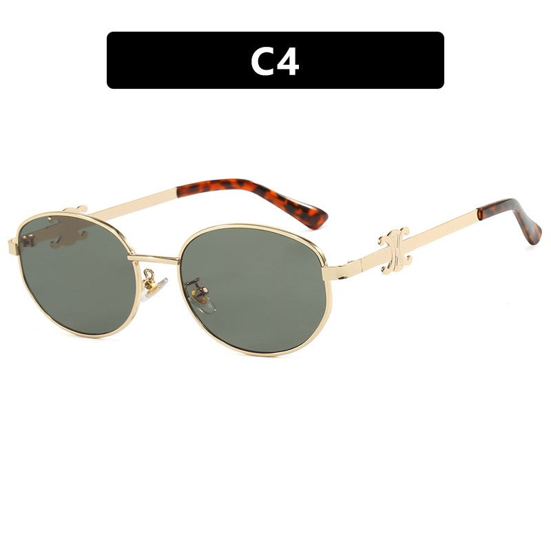 Retro oval sunglasses, new trendy personalized sunscreen and UV resistant sunglasses for women