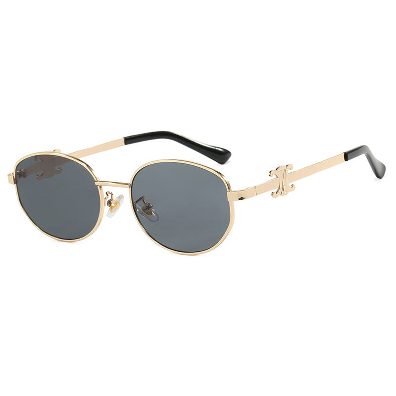 Retro oval sunglasses, new trendy personalized sunscreen and UV resistant sunglasses for women
