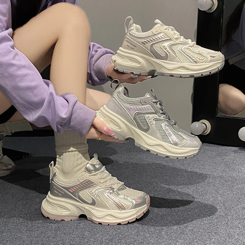 Autumn student sports running shoes casual thick soled height increasing shoes