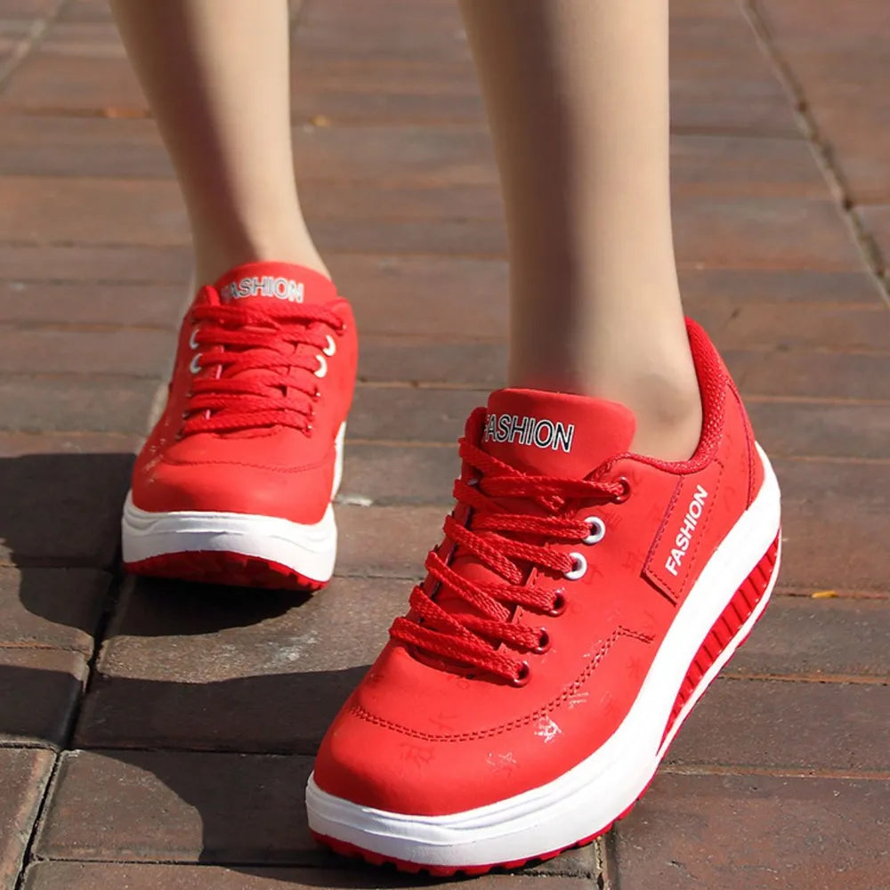 Lace Up Rocker Sole Sneakers
