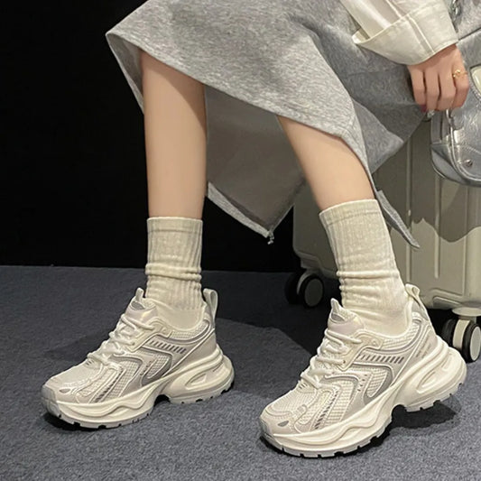Autumn student sports running shoes casual thick soled height increasing shoes