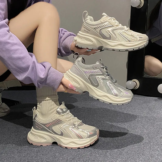 Autumn student sports running shoes casual thick soled height increasing shoes